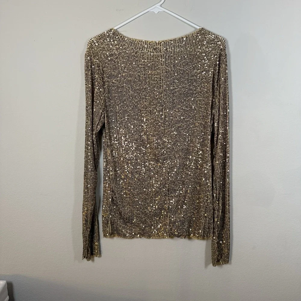 NEW Intimately‎ Free People Gold Rush Sequin Shirt Glam Maximalist Women Large